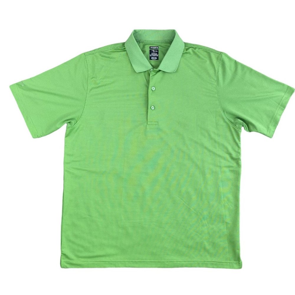 Page & Tuttle Golf Polo Cool Swing Mens L Texture Striped Green Shirt